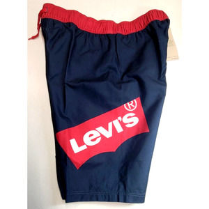 Levi's Big Boy Swim Trunks Shorts Medium 10-12 Years Blue Red Mesh Brief Logo